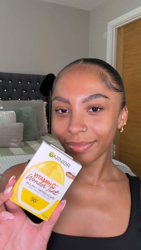 Instagram post by @kacixrenee for Garnier. Caption reads: [...] my new summer base go hand in hand ✨....