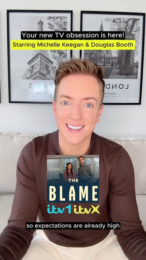 Instagram post by @luiselkes for ITVX. Caption reads: [...] The Blame is OUT NOW only on @itv &....
