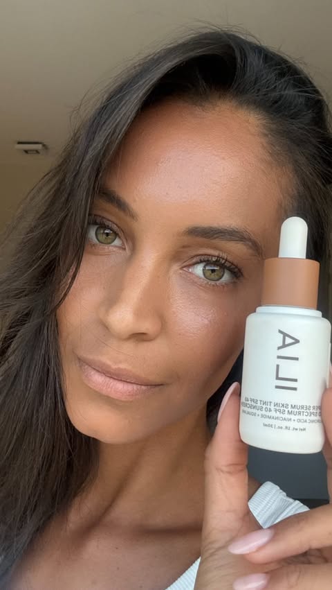 Instagram post by @chantalmonaghan for ILIA. Caption reads: New ilia beauty super serum skin tint @iliabeauty....