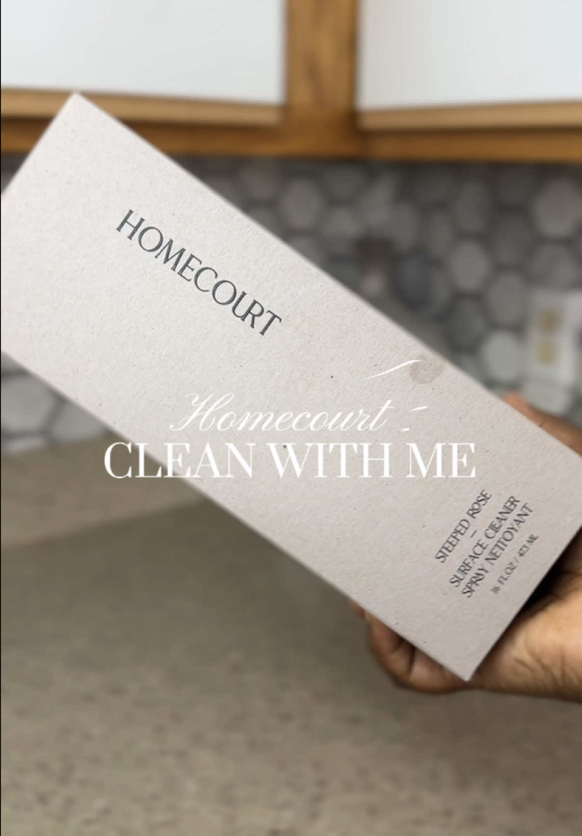 TikTok post by @its_naomiengoya_ for Homecourt. Caption reads: [...] when I use this surface cleaner from....
