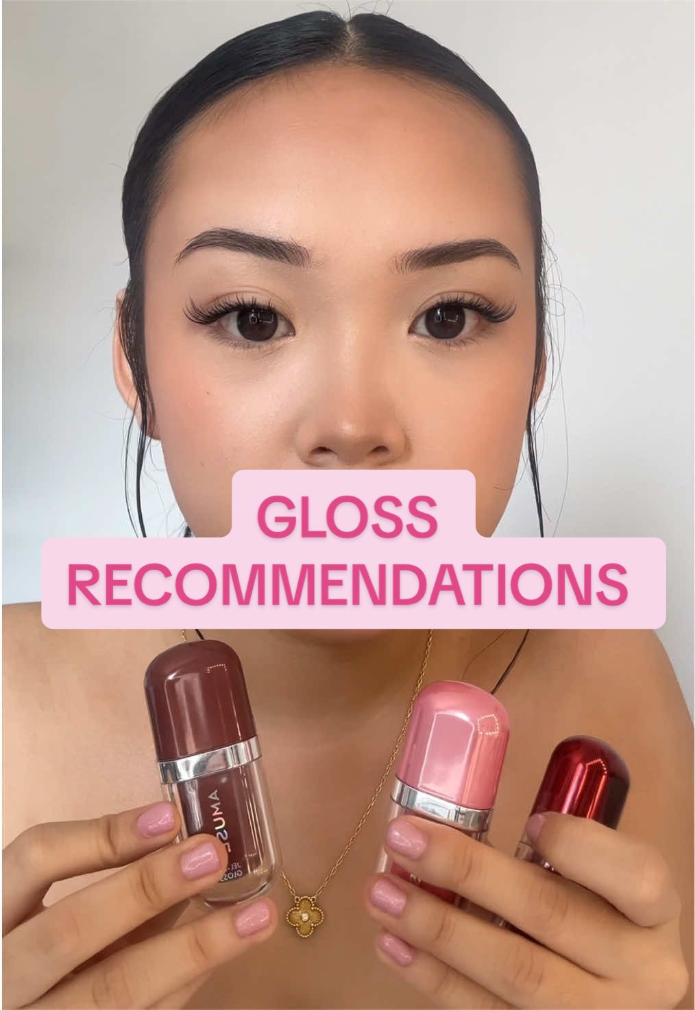 TikTok post by @ridamao for AMUSE Seoul. Caption reads: GLOSS RECOMMENDATIONS for dummies @AMUSE Seoul....