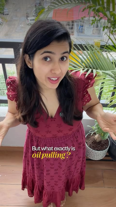 Instagram post by @lifewithshilpa for Blue Nectar. Caption reads: Curious about oil pulling but wondering how to....