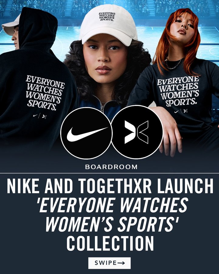Instagram post by @boardroom for TOGETHXR. Caption reads: Nike and TOGETHXR are teaming up to drop the....