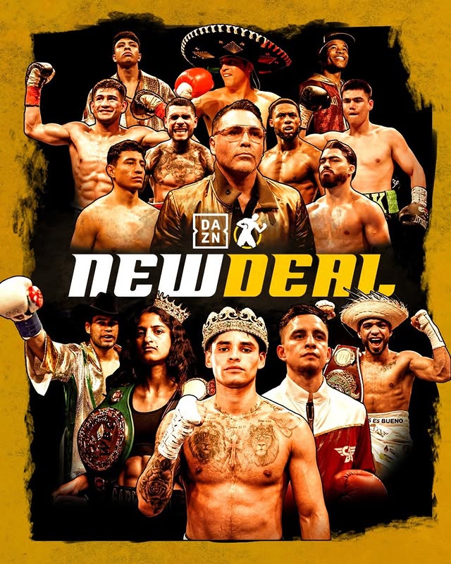 Instagram post by @goldenboy for DAZN Boxing. Caption reads: DAZN 🤝 @goldenboy Golden Boy Promotions have....