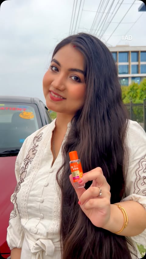 Instagram post by @get.shramana for Hair & Care. Caption reads: 🎀 Say hello to glossy, smooth & frizz-free hair....
