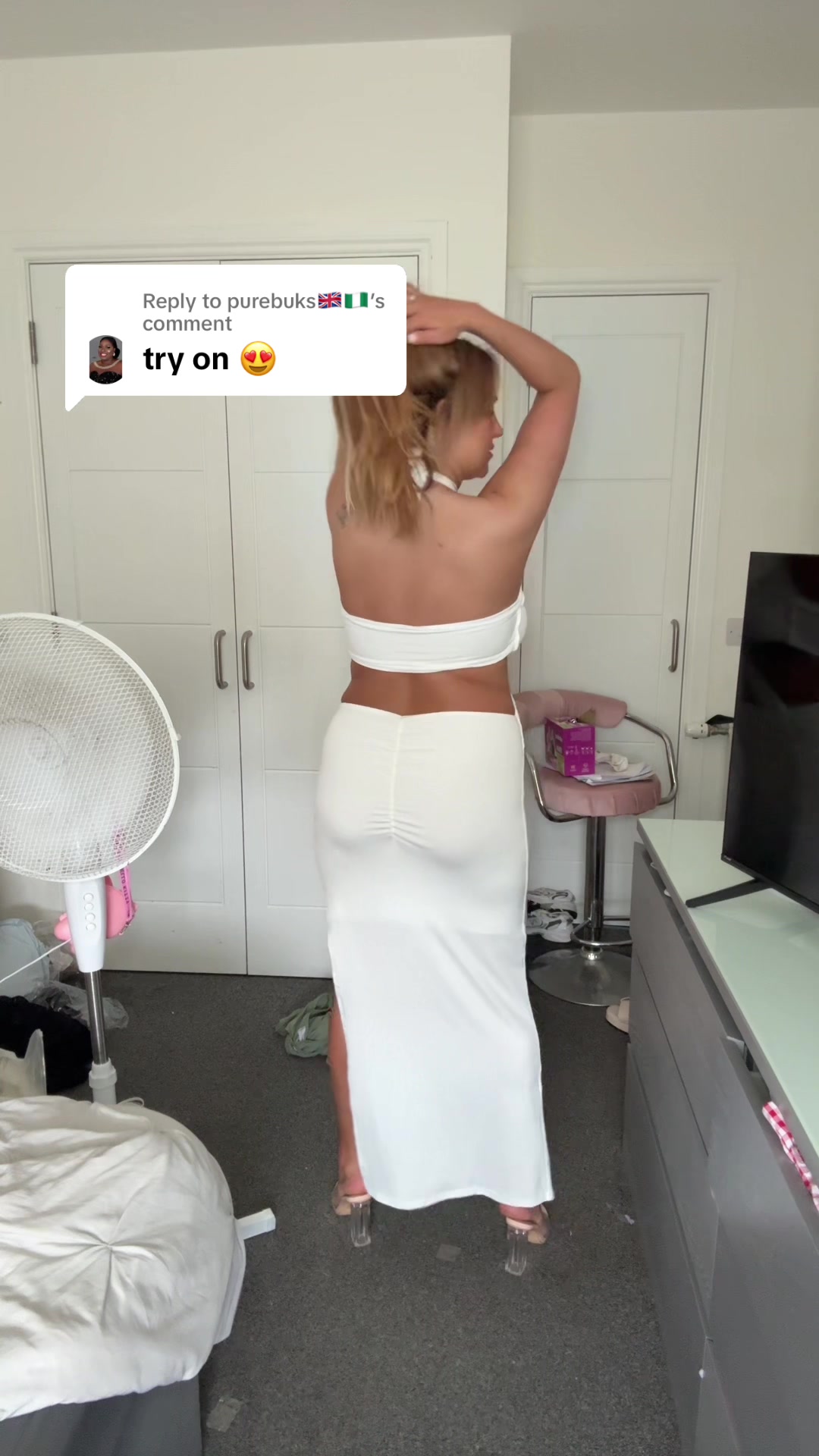 TikTok post by @sharonthedancer9 for Rebellious Fashion. Caption reads: [...] to @purebuks🇬🇧🇳🇬 #rebelliousfashion....