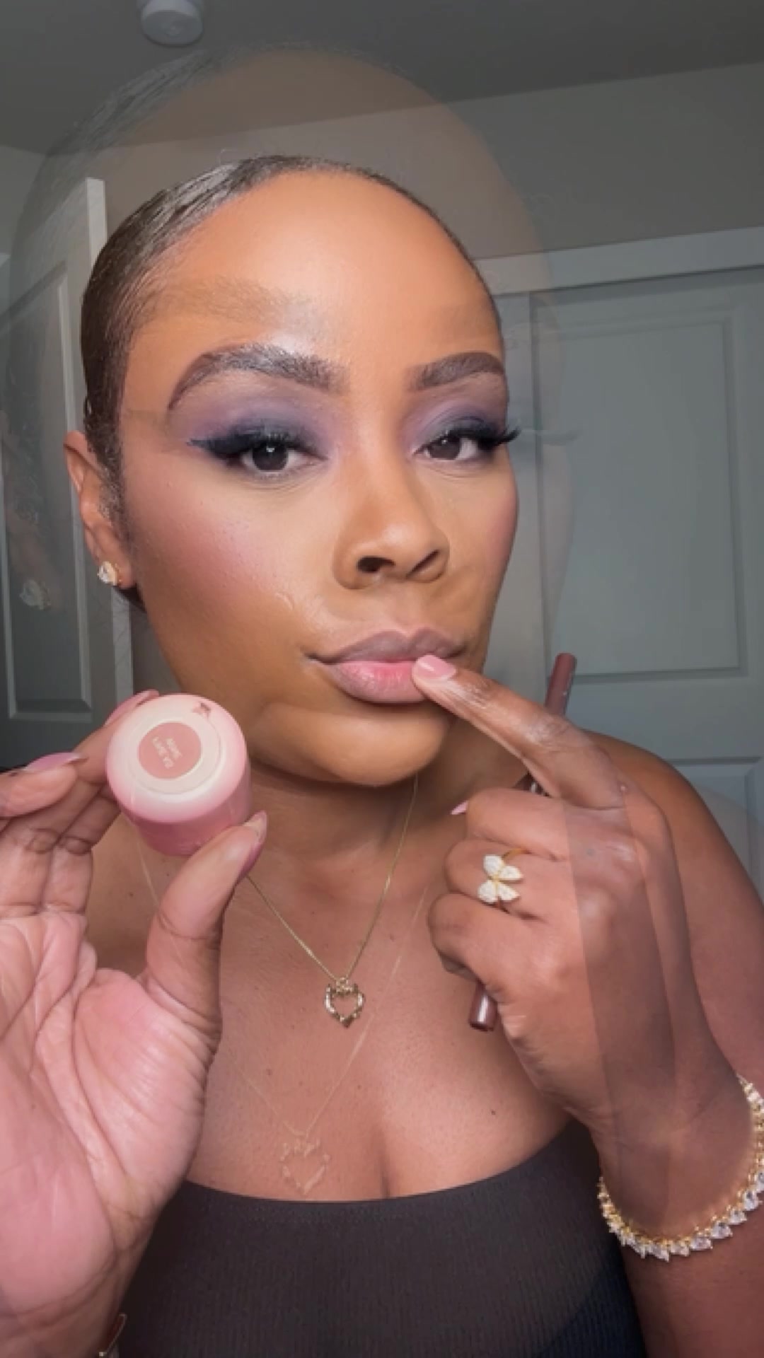 TikTok post by @cubanamorenaxo for EXO Cosmetics. Caption reads: [...] of the day! Color: Fine As Wine @EXO....