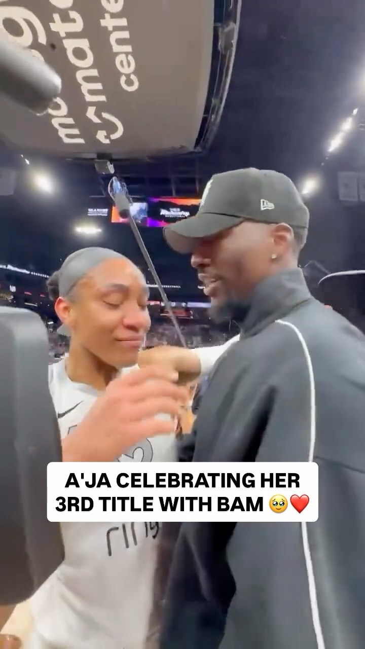 Instagram post by @brwsports for House of Highlights. Caption reads: What a moment for A’ja Wilson & Bam Adebayo....