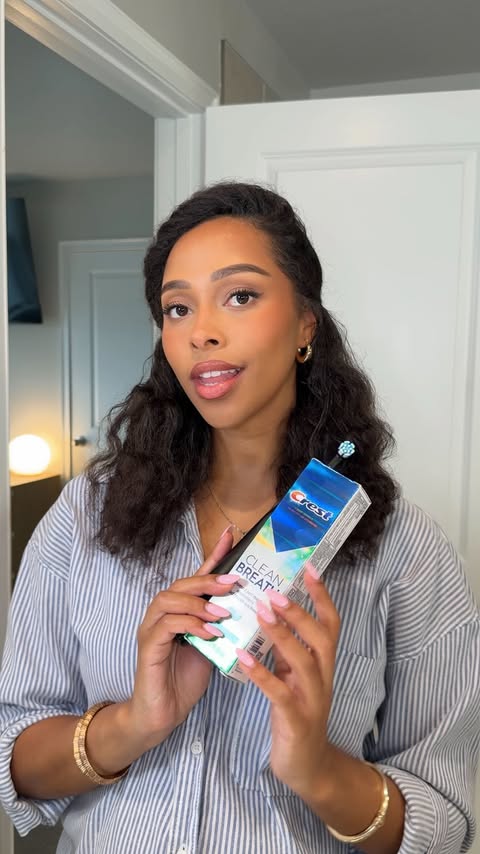 Instagram post by @kristina.manners for Crest. Caption reads: #CrestPartner #Ad Brushing my teeth during my....