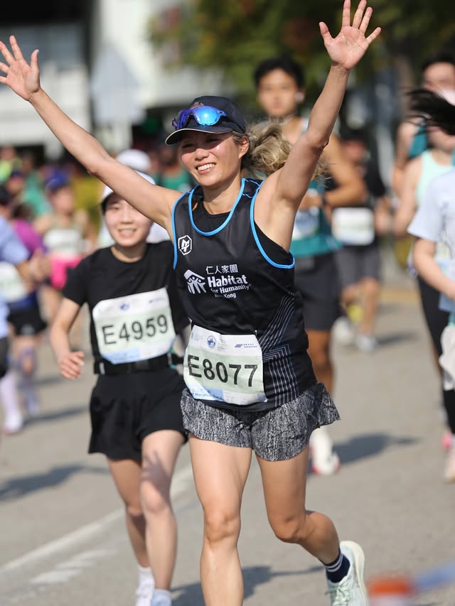 Instagram post by @jujuchanszeto for Cathay Pacific. Caption reads: ✨ Half Marathon Reflections ✨ 21 months into....