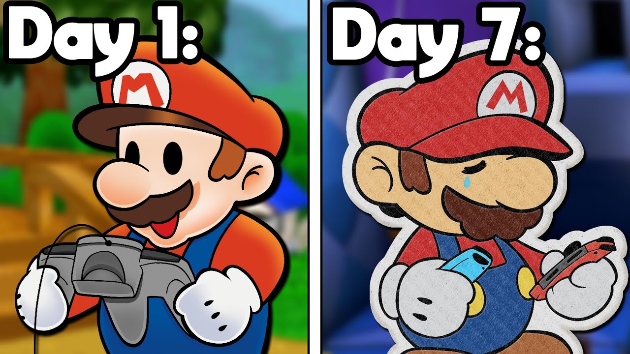 YouTube post by @NathanielBandy for Squarespace. Caption reads: Can I 100% Every Paper Mario Game in 1 Week?.
