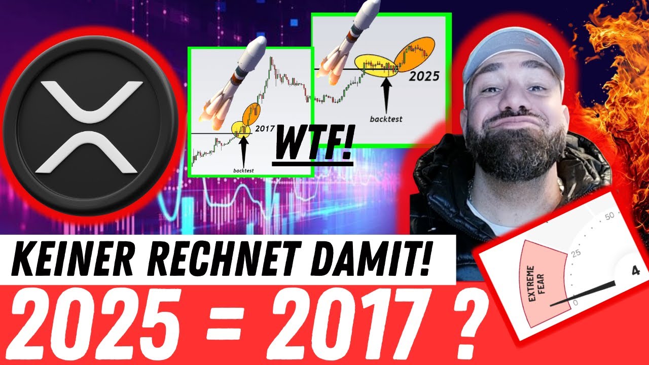 YouTube post by @FFDK589 for GIPHY. Caption reads: 🔥 XRP 2025 = 2017?! BRAD GARLINGHOUSE announces....