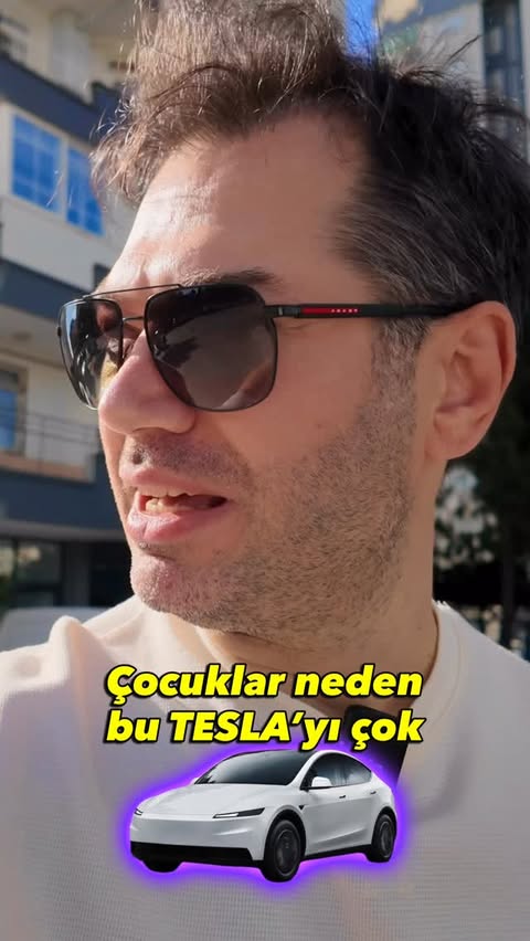 Instagram post by an influencer for Tesla. Caption reads: Çocuklar neden Tesla’yı çok seviyor? |reklam Bugün....