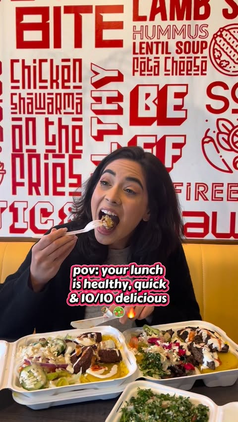 Instagram post by @juliabita for YYZ Daily. Caption reads: ‘bussin 🌯🥗🔥 #shawarma #fyp #foryoupage....