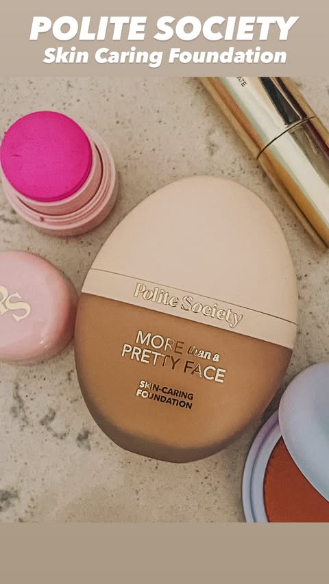 Instagram post by @sunitabdass for Polite Society. Caption reads: [...] out the skin caring foundation from....