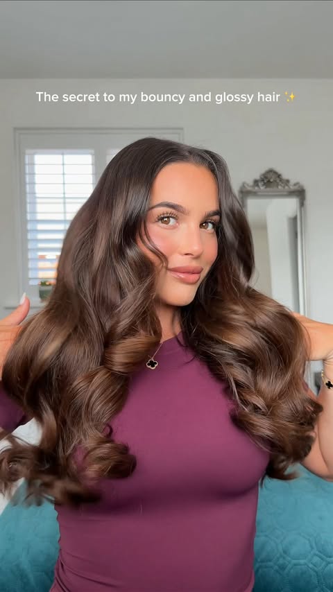 Instagram post by @ellabellabarnes for Maria Nila. Caption reads: Glass hair made easy🧊✨💕 @marianilastockholm....