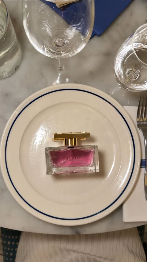 Instagram post by @ireneldc for Escada Fragrances. Caption reads: Publi. Girl’s night, in a....