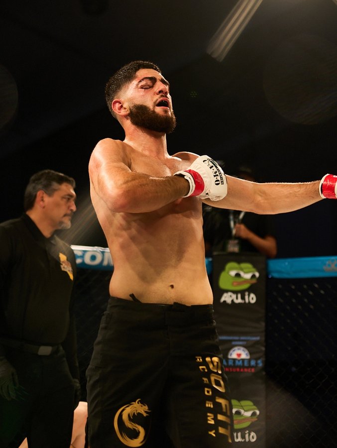 Instagram post by @armenia.mma.sport for Up Next Fighting. Caption reads: ICYMI: The Terminator remained sharp! Unanimous....