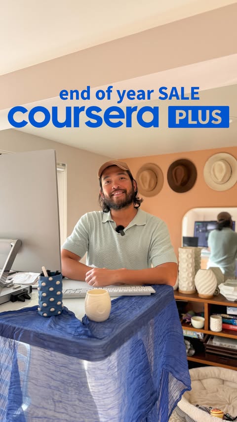 Instagram post by @darvill_07 for Coursera. Caption reads: #CourseraPartner Upskilling was on my 2026 goals....