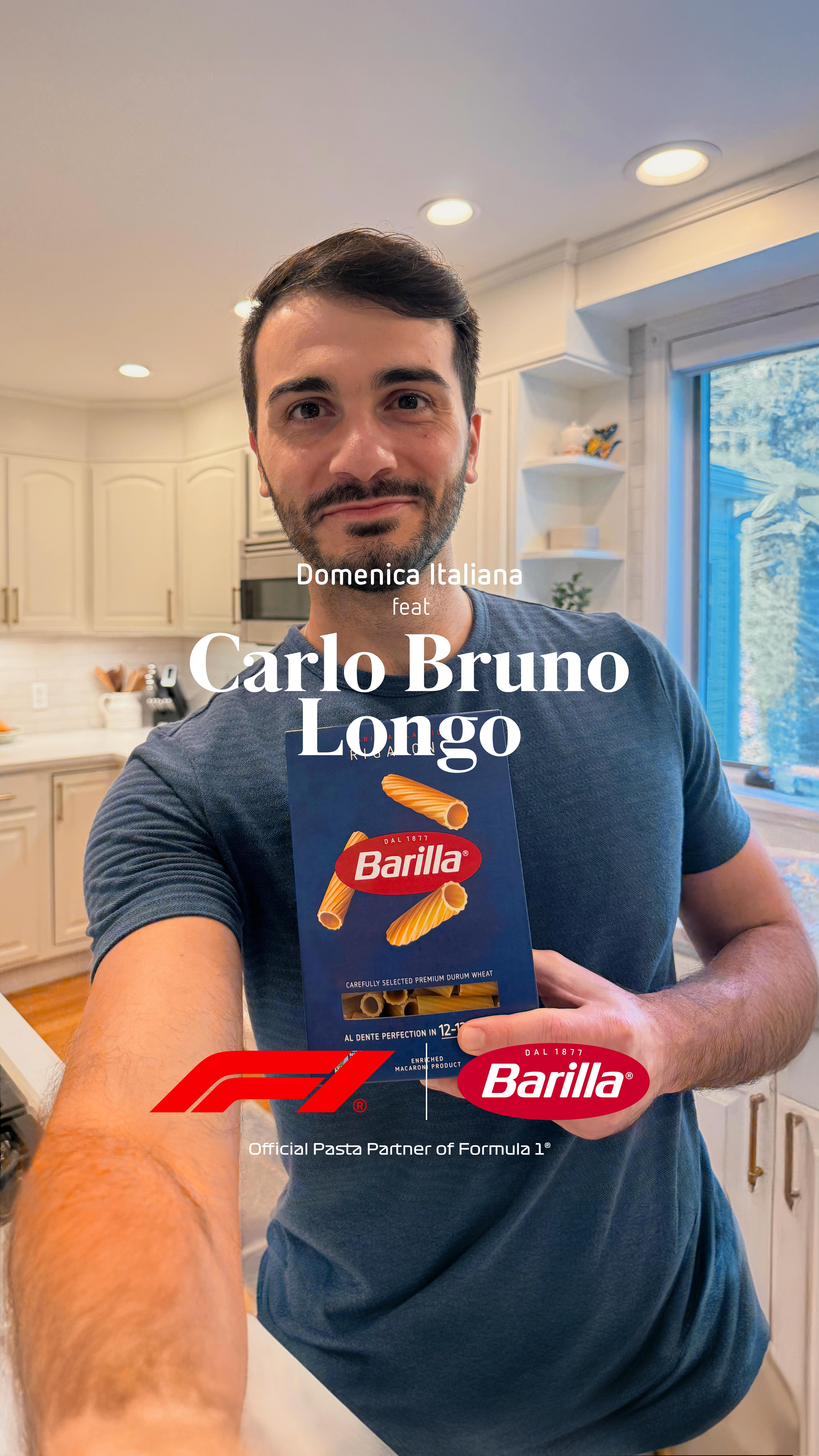 Instagram post by @carlobrunolongo for Barilla. Caption reads: I’m getting ready for my #DomenicaItaliana...what....