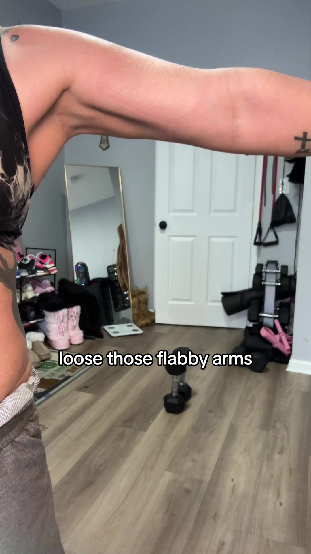 TikTok post by @sarahstyles444 for Sweetsweat. Caption reads: @sweetsweat arm trimmers really work!!!! [...].