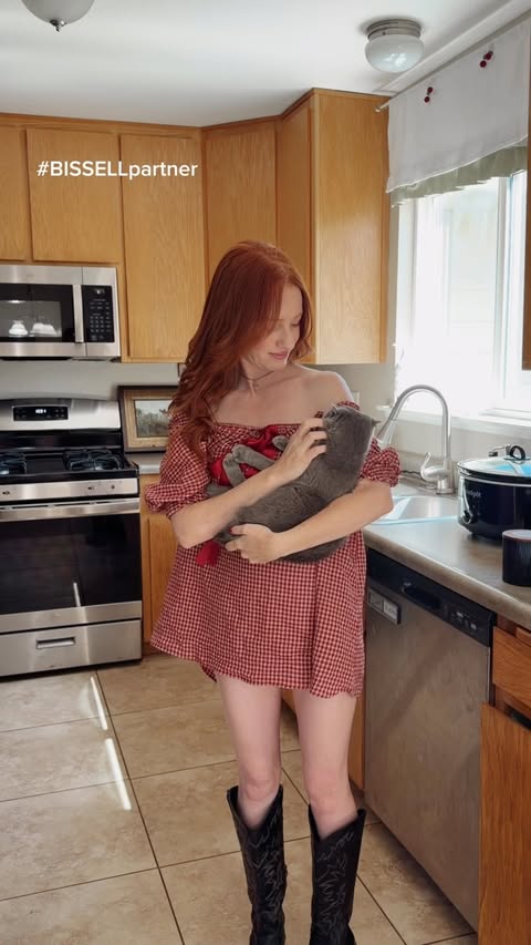 Instagram post by @itsmorgenmarie for BISSELL. Caption reads: #BISSELLpartner 💕 Cat moms where you at? 😍🌸....