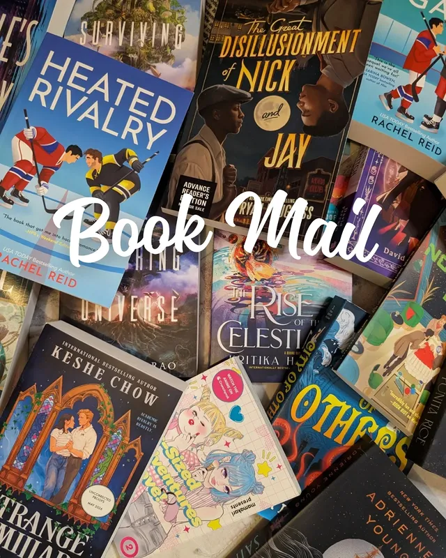 Instagram post by @krystallotuslang for Atria Books. Caption reads: Recent Book Mail 📬📚 thank you to each publisher....