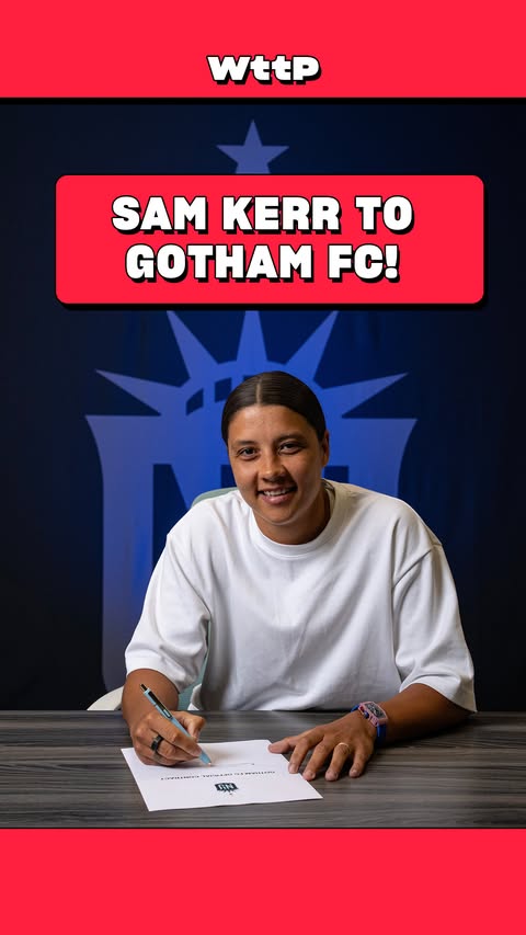 Instagram post by @welcometothepartyshow for Ally. Caption reads: [...] Kerr is @gothamfc bound! ✍️ Presented by....