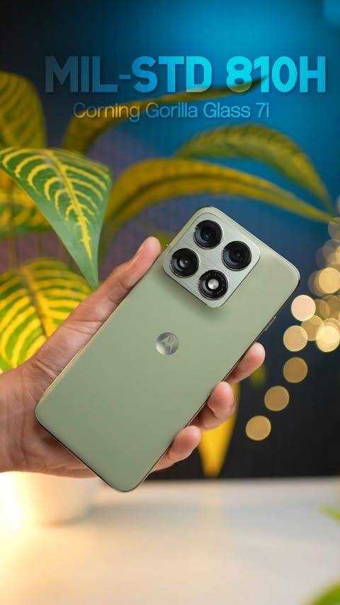 Instagram post by an influencer for Motorola India. Caption reads: Moto Edge 70 Pro – Flagship Feel, Killer Deal 🔥 .....
