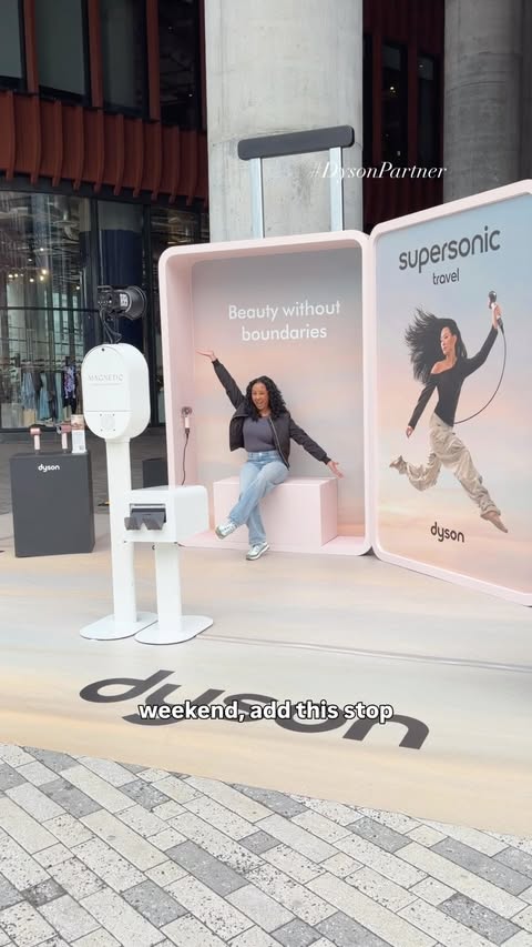 Instagram post by @heyitscandicia for Dyson Beauty. Caption reads: [...] in Toronto this weekend check out....