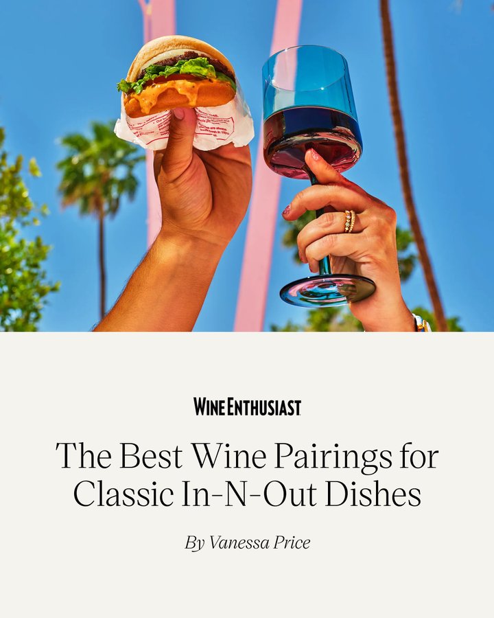 Instagram post by @vanessalenoreprice for WineEnthusiast. Caption reads: Yeah, animal-style. And do you have any Priorat?....