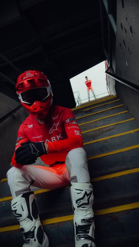 Instagram post by @stark__future for Alpinestars. Caption reads: Making history in style with one of a kind....