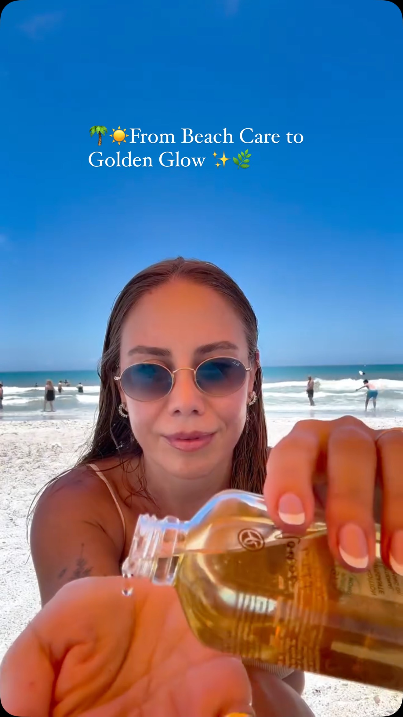 Instagram post by @theegevibes for Yves Rocher. Caption reads: From sun-kissed hair to shimmering skin....