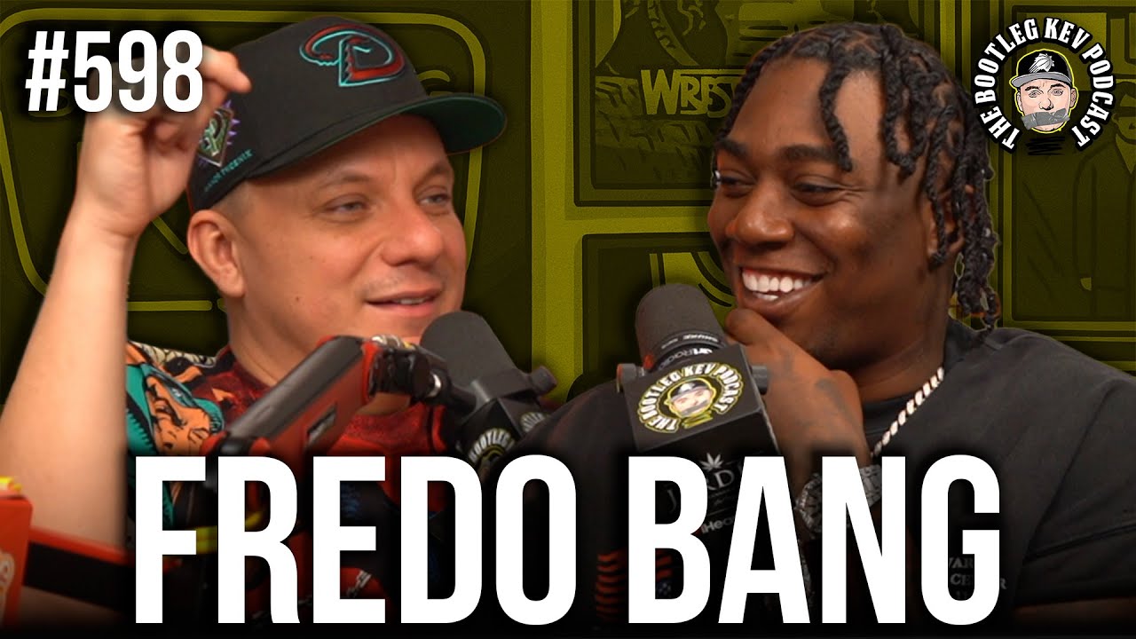 YouTube post by @BootlegKev for Jardin Las Vegas. Caption reads: Fredo Bang Talks New Album, Going Indie, T-Pain,....