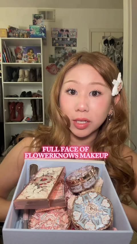Instagram post by @melshappylife for Flower Knows. Caption reads: FULL FACE USING ONLY @flowerknows_global THE MOST....