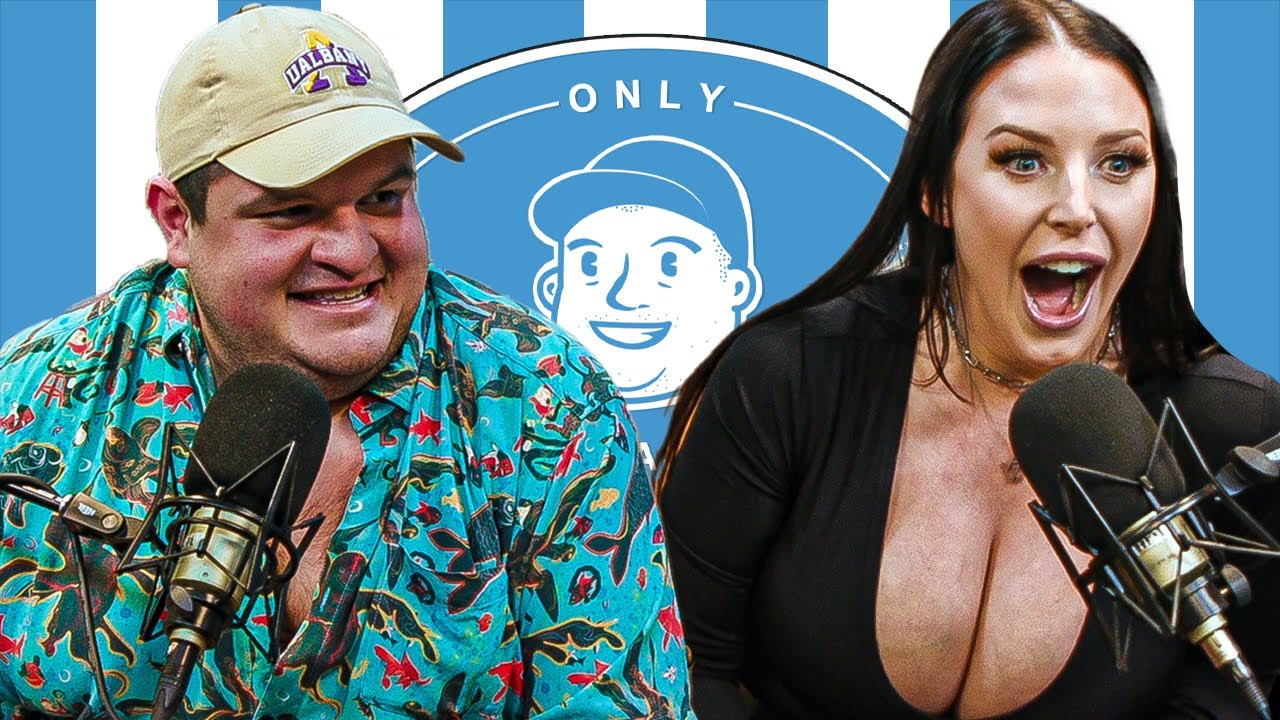 YouTube post by @BarstoolSportsTV for CONZURI. Caption reads: Angela White Uses Glenny's Palm To Find Her Sweet....