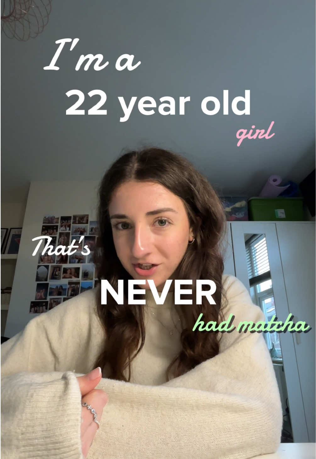 TikTok post by @emiliegriffiths for PerfectTed. Caption reads: [...] I never tried matcha before???🍵💗 Ad....