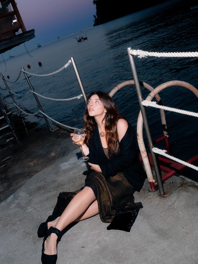 Instagram post by @lfuksas for Champagne Ruinart. Caption reads: Dreamy summer night with my @ruinart family 
The....