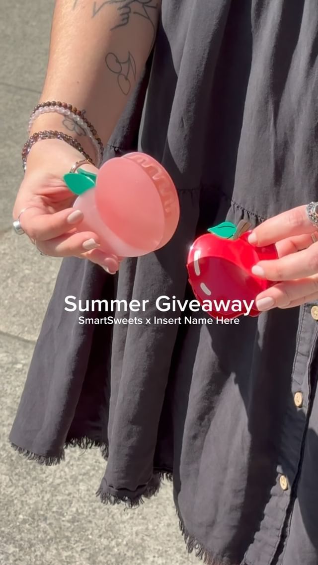 Instagram post by @insertnamehere for SmartSweets. Caption reads: 🍑🍬☀️SUMMER GIVEAWAY CLOSED ☀️🍬🍑....