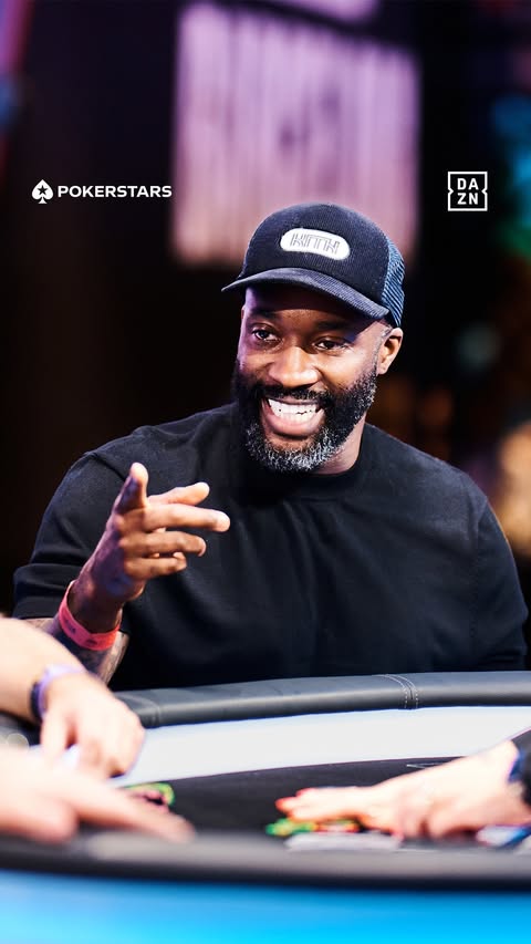 Instagram post by @ade.oladipo for PokerStars. Caption reads: [...] can win VIP DAZN fight packages. 🥊....