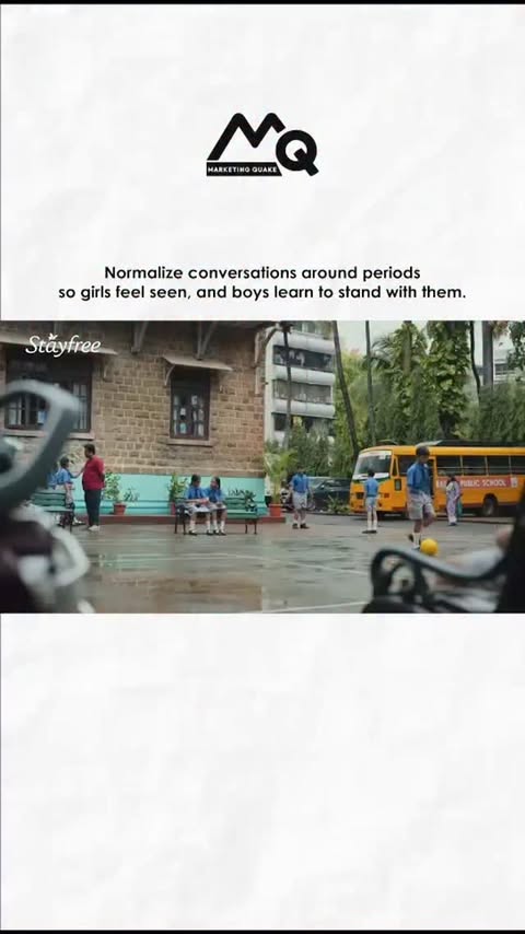 Instagram post by @marketingquake for Stayfree. Caption reads: For generations, girls were told to hide their....