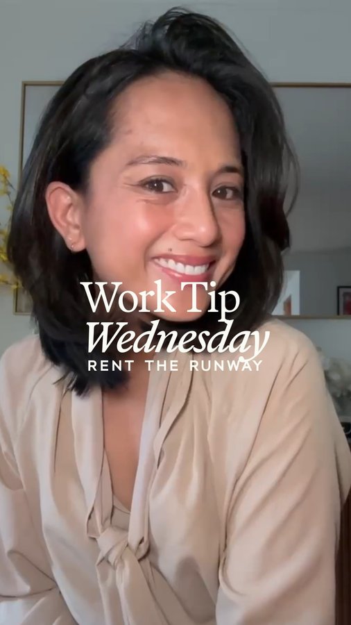 Instagram post by @jeanelleteves for Rent the Runway. Caption reads: Welcome to Work Tip Wednesday with @jeanelleteves,....