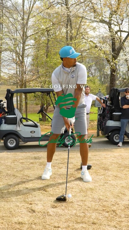 Instagram post by @homie_golf for Caddy Splash. Caption reads: Golfing w/ @caddysplash 💧 

Check out link in bio....