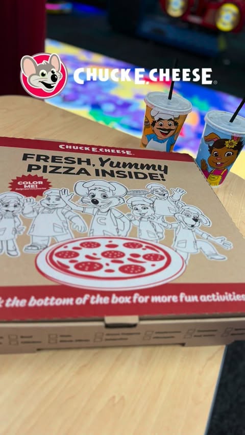 Instagram post by @crawfordsonthego for Chuck E. Cheese. Caption reads: After school treats hit different at Chuck E.....