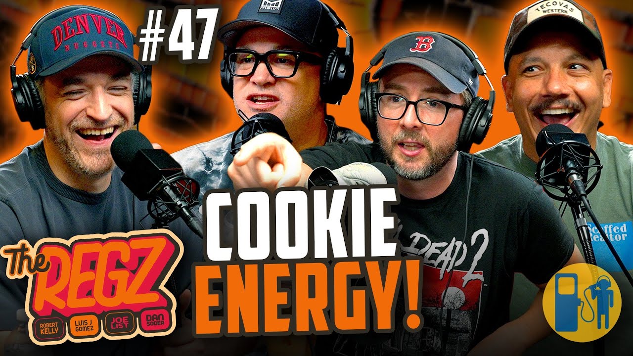 YouTube post by @TheRegzShow for True Classic. Caption reads: Cookie Energy | The Regz w/ Robert Kelly, Dan....