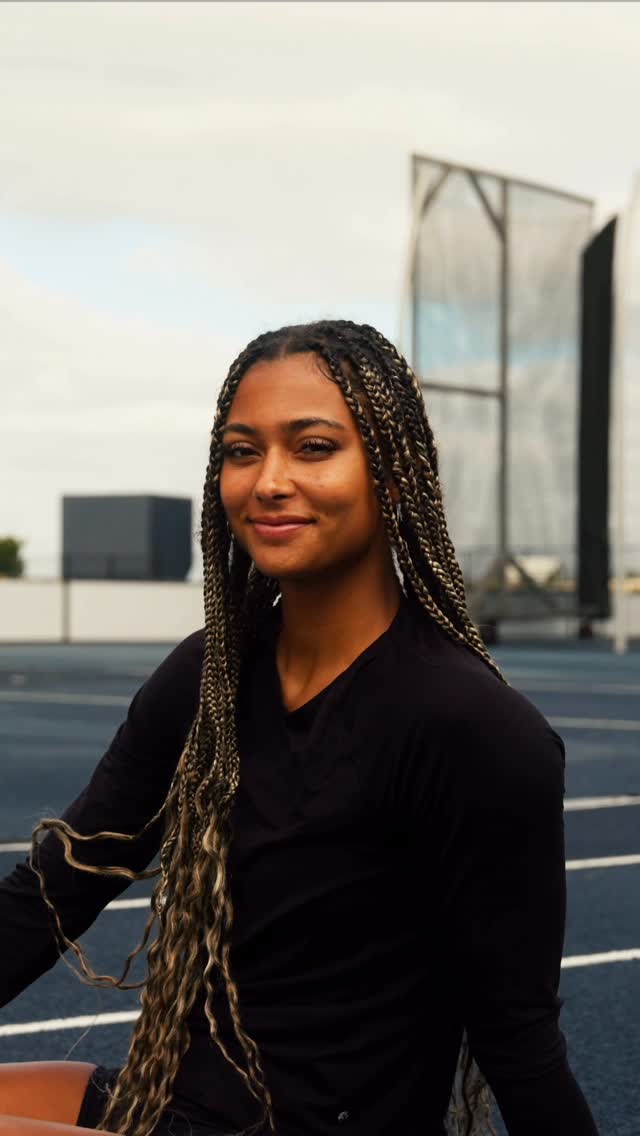 Instagram post by @jo_rawb for MONDAY Haircare. Caption reads: Track practice in this heat is intense and sweaty,....