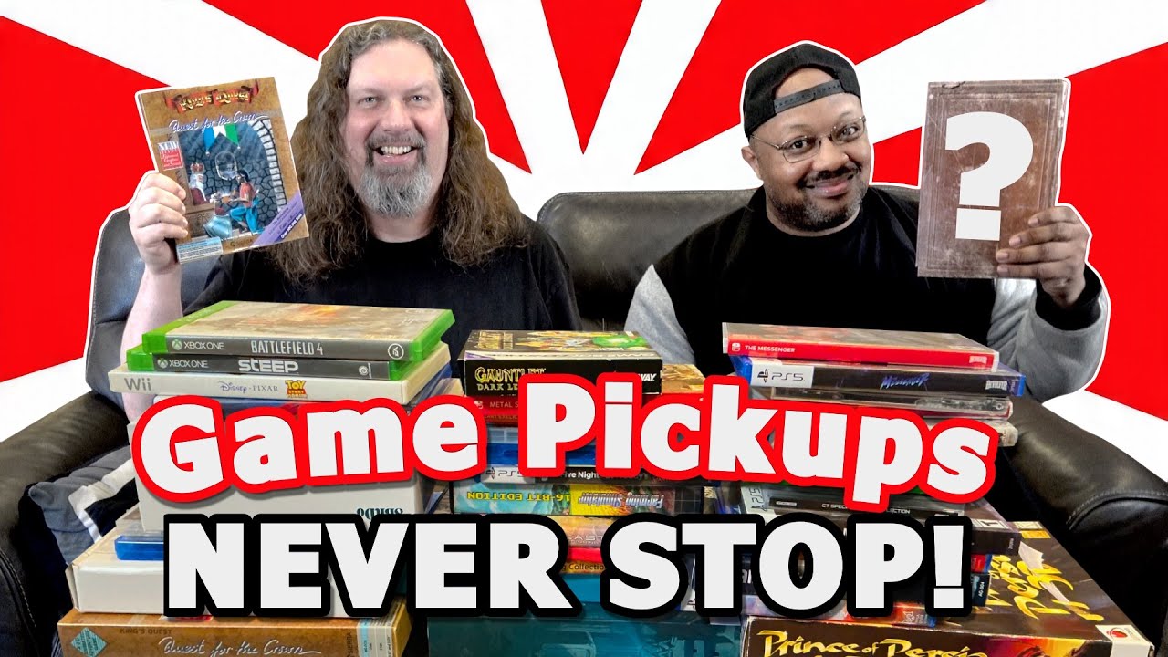 YouTube post by @MetalJesusRocks for Whatnot. Caption reads: Recent Game Pickups - They NEVER Stop!! (PS5,....