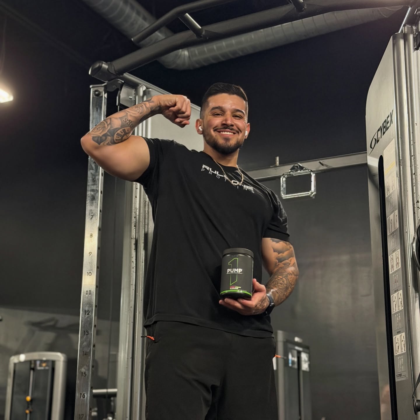 Instagram post by @ma_fitness42 for Rule One Proteins. Caption reads: [...] Intentional. Strong. Powered by....