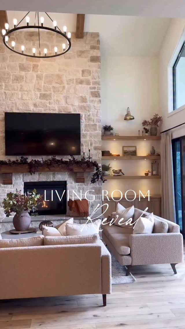 Instagram post by @themassonco for Albany Park. Caption reads: We cozied up our living room this season with the....