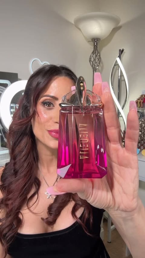 Instagram post by @makeupbysharonjoy for Mugler. Caption reads: ALIEN PULP by @muglerofficial has quite literally....